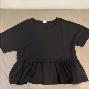Black Short Sleeve Peplum Top